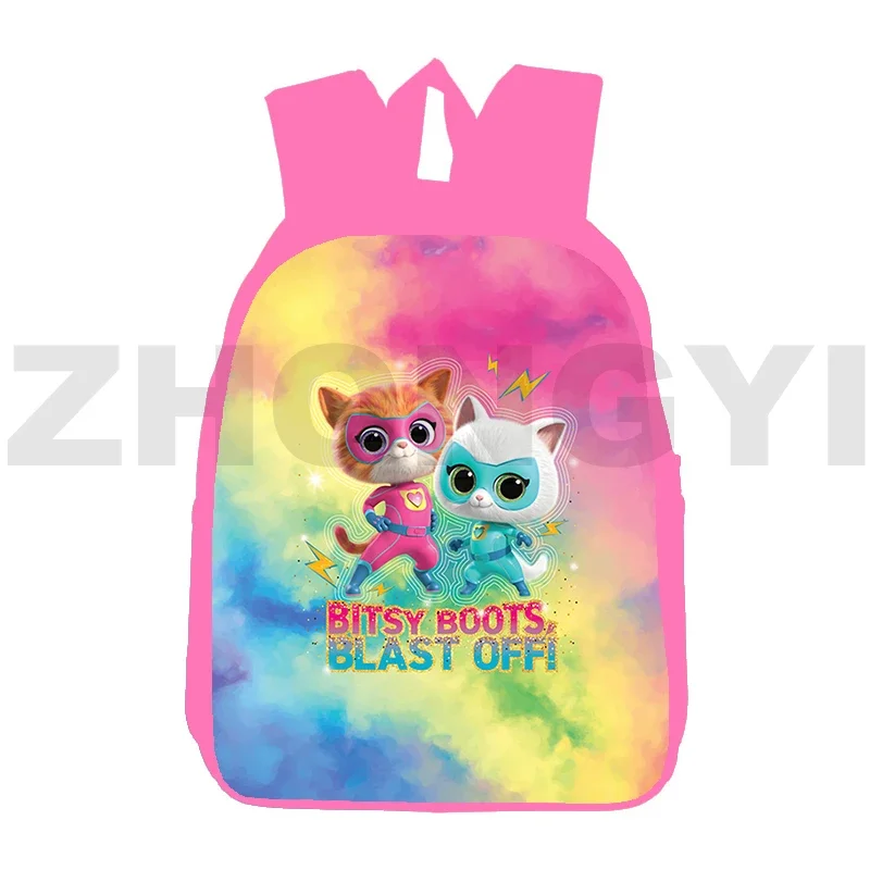 Modny plecak SuperKitties 3D wysokiej jakości Bookbag 12/16 Cal uroczy plecak szkolny SuperKitties dla uczniów szkół podstawowych