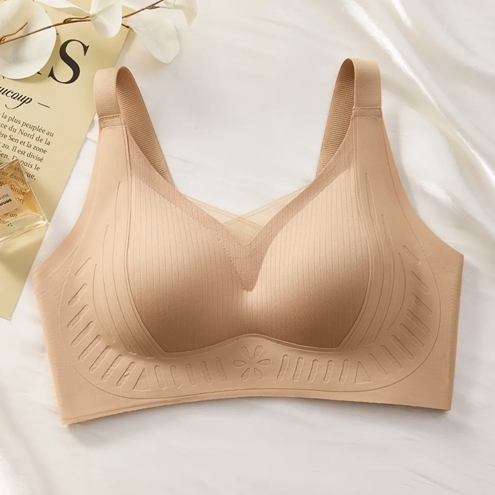 Close-fitting Wireless Deep V Bra Anti-sagging Shockproof Brassiere for Women Gathered Breasts Adjustable Push Up Underwear