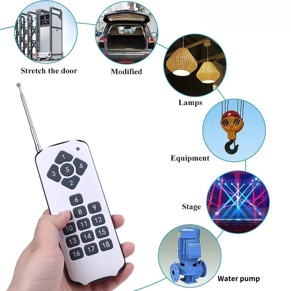 433Mhz Wireless Remote Control 18 Buttons 1527 Learning Code 1000M RF Transmitter for Light Gate Garage Electric Door Motor