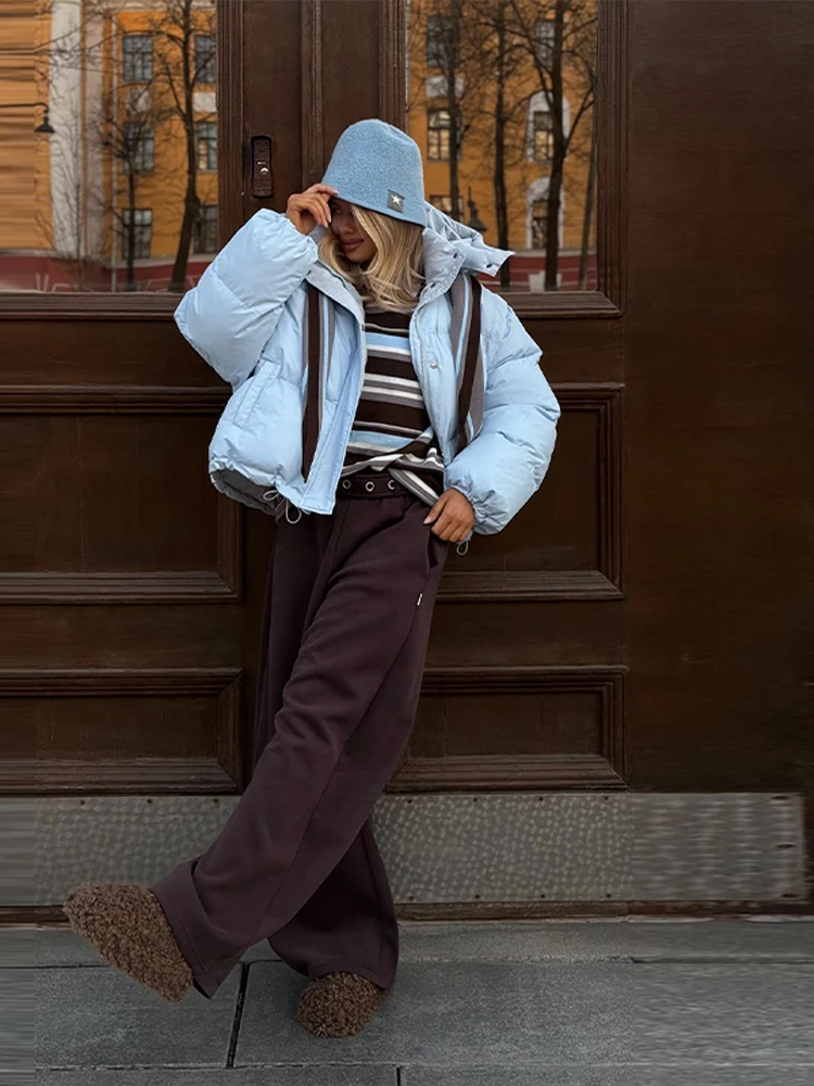 Reversible Women Cotton Padded Jacket Hooded Zipper Long Sleeve Female Short Coats 2025 Autumn Winter Chic Lady New In Outerwear