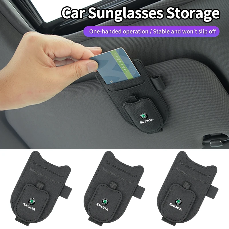 

Car Sun Visor Organizer Sunglass Holder Glasses Clip Accessories For Skoda Octavia Rapid Kodiaq Superb Derivative Karoq Fabia Ka