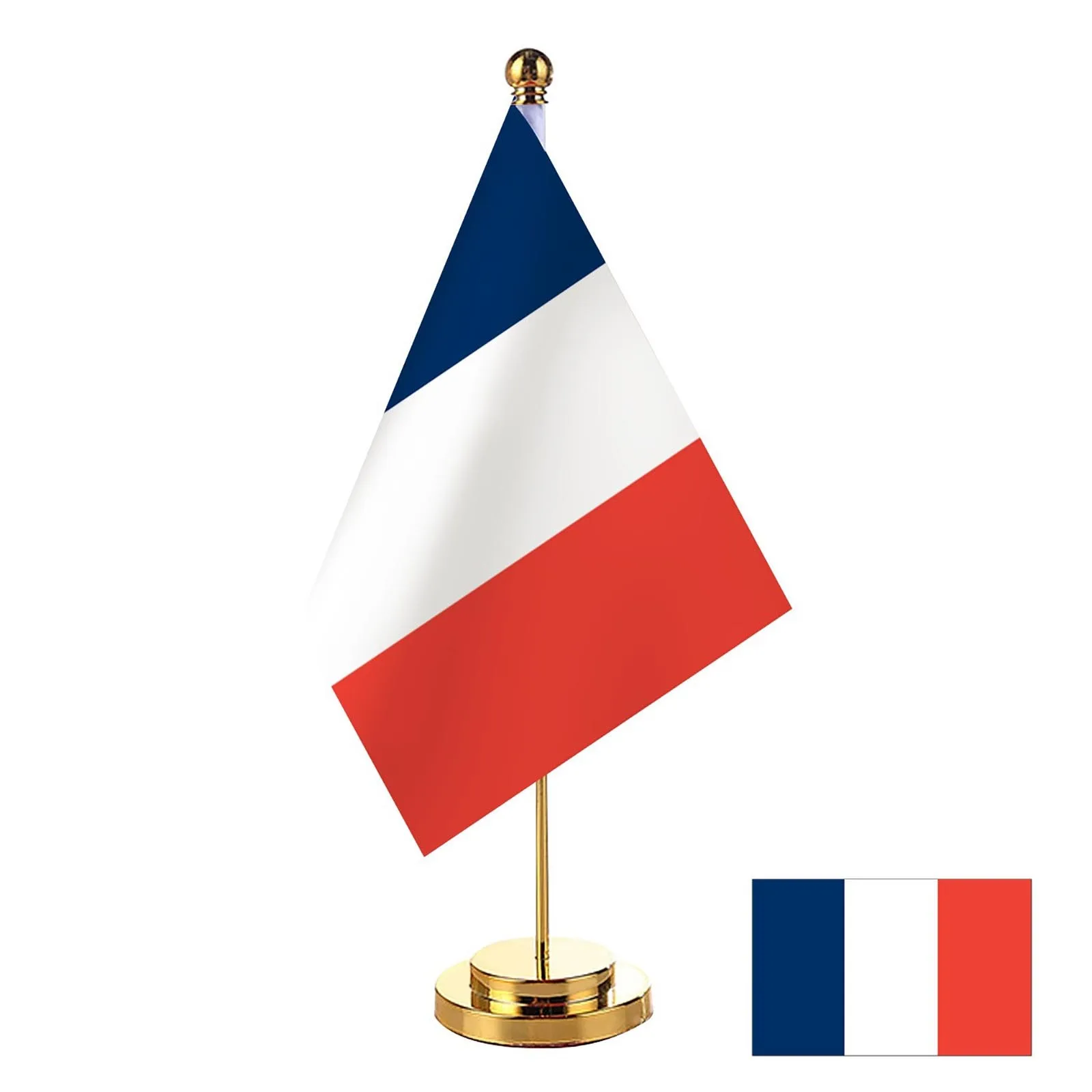 Office Desk Cabinet Flag Of France Table Stand Pole Flagtick The French Flag Set Meeting Room Decoration Room Decoration