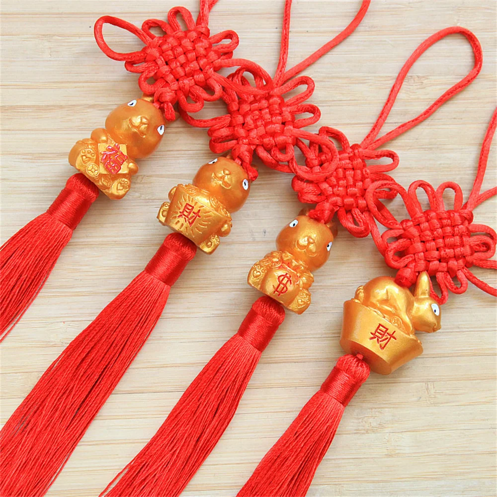 1Pc 2023 Chinese New Year Gift Zodiac Rabbit Chinese Red Knot Pendant Decoration For Home Pendant Tassel Lucky Hanging Ornaments