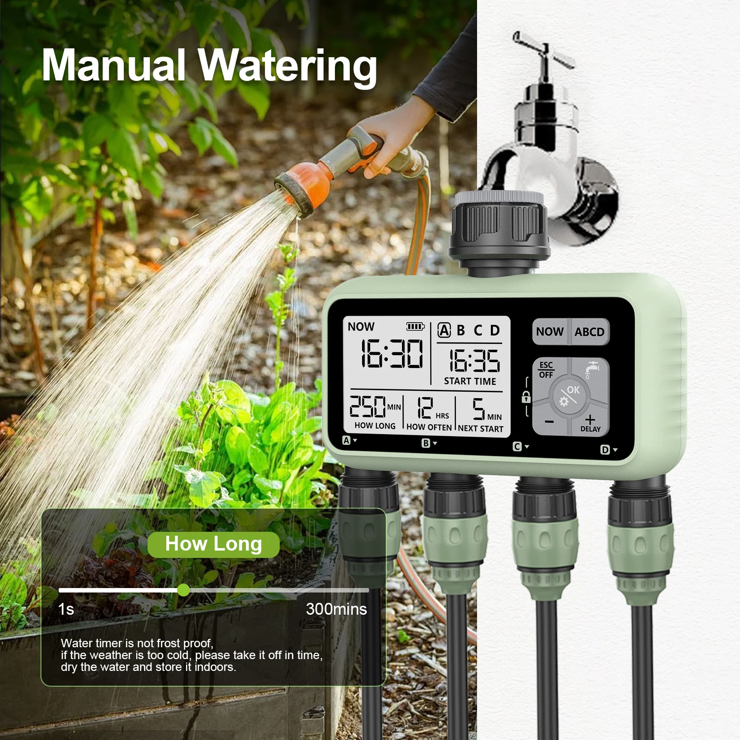 Eshico 4-Outlet Water Timers Multifunctional Sprinklers Multi Caliber Adaptation Convenient Installation Youngs Garden Tools