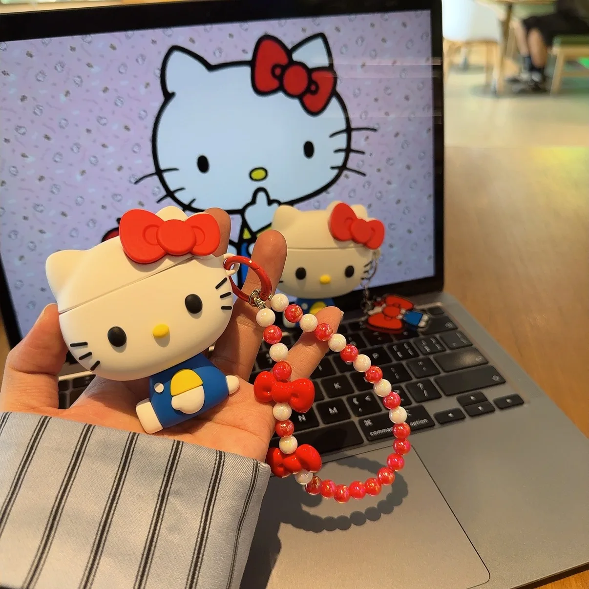 حافظة سيليكون لهاتف Hello Kitty مضادة للسقوط لأجهزة AirPods Pro 3,4,1 2,3,Pro,Pro 2 بتصميم الرسوم المتحركة يمكن تفكيك الجزء السفلي. #5