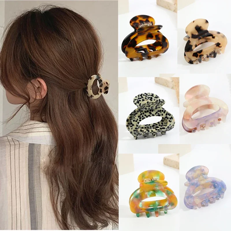 2pcs/set Acetate Hair Claw Clip for Women Girls Mini Leopard Hair Clips Chic Barrettes Crab Hairpins Clamp Hair Accessories