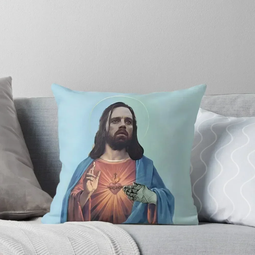 

jesus bucky barnes Throw Throw Pillow Plaid Sofa Luxury Cushion Cover Decorative Cushion Cover Ornamental Pillow pillow