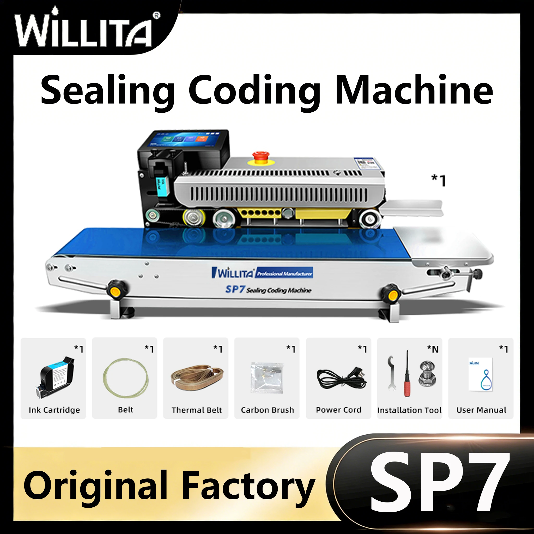 

Интеллектуальная машина для запечатывания и кодирования WILLITA SP7, умный струйный принтер для запечатывания, высокая скорость запечатывания 0-30 м/мин, с устройством для запечатывания пластиковых пакетов