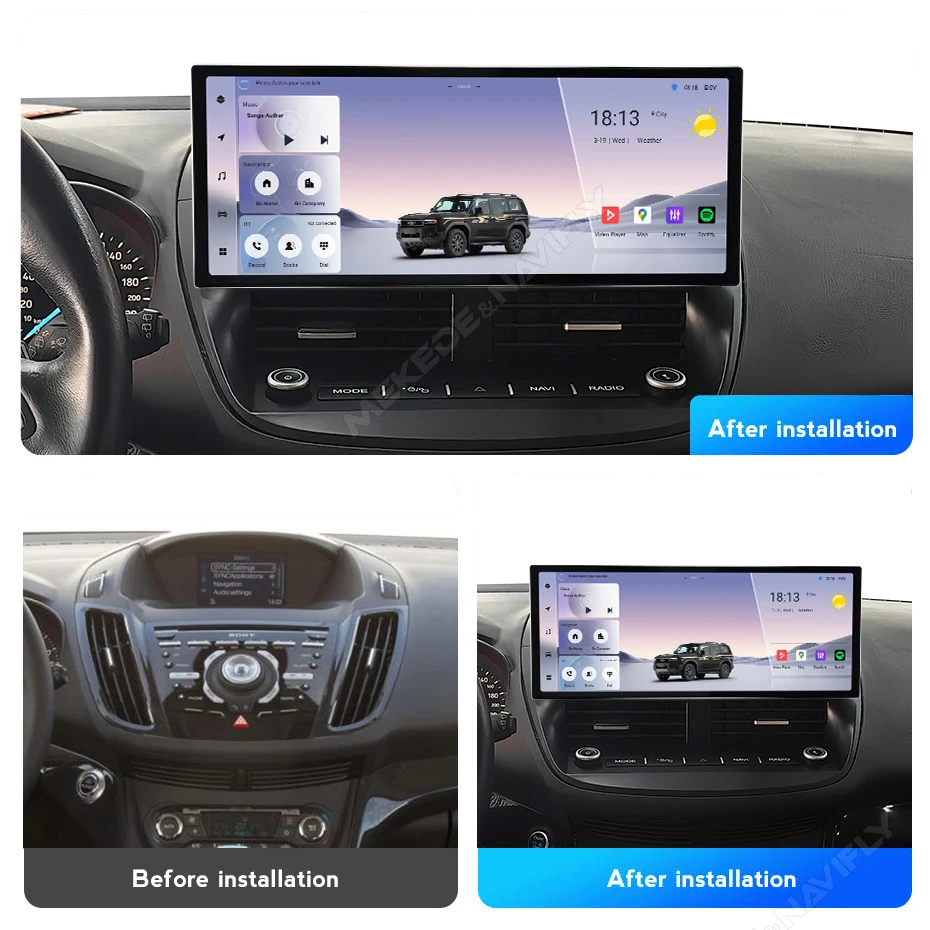 MS Car Headunit For Ford Kuga 2013-2018 FYT 7870-888 Motherboard DUDUAUTO Car Radio Screen Bezel Car Frame Harness Kit