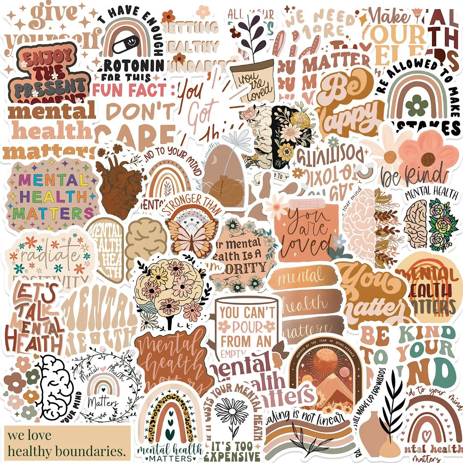 

50Pcs Vintage Inspirational Stickers, Boho Motivational Aesthetic Stickers for Women Adults Kids Teen Teachers, Retro Vinyl