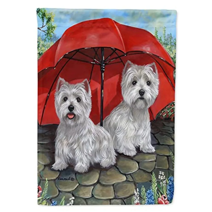 

Флаг для дома PPP3198CHF Westie April Showers, большой, для крыльца, на флагшток, декоративный, для улицы, для двора, баннер, настенное украшение, полиэстер