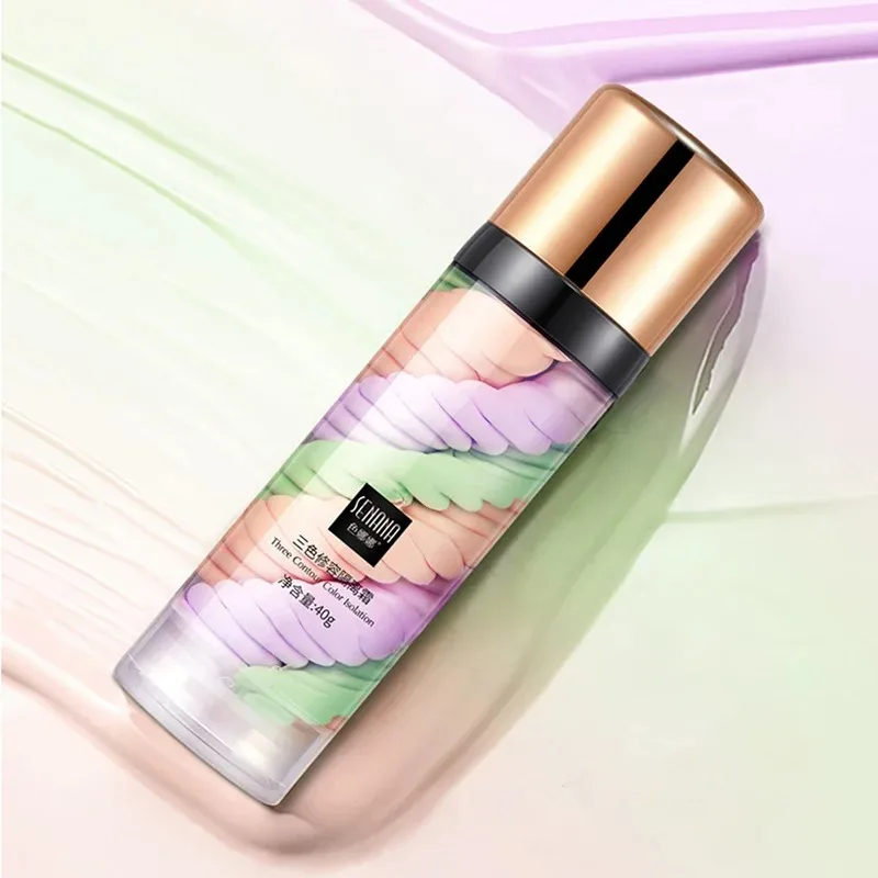 Correttore in crema per pressa liquida a tre colori Isolare il trucco Base per il viso Crema schiarente Base per primer per il viso per la pelle luminosa