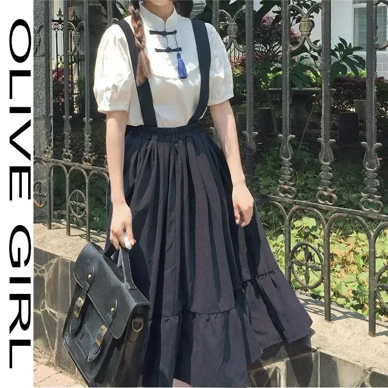 Letnie sukienki dla kobiet na co dzień Kawaii wróżka indie ubrania z krótkim rękawem pasek Maxi sukienka Lolita Harajuku Cottagecore szata