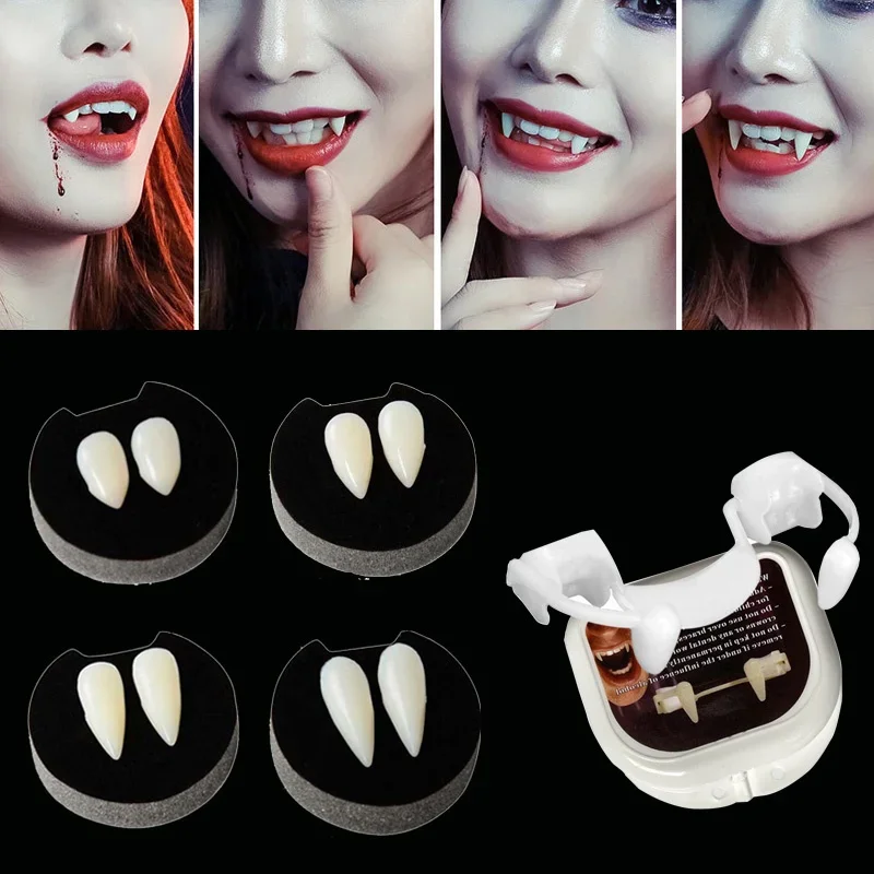 Halloween Fake Teeth Cosplay Vampire Fangs  Retractable Teeth Dress Costume Tooth Gift Party Decoration Vampire Dracula Teeth