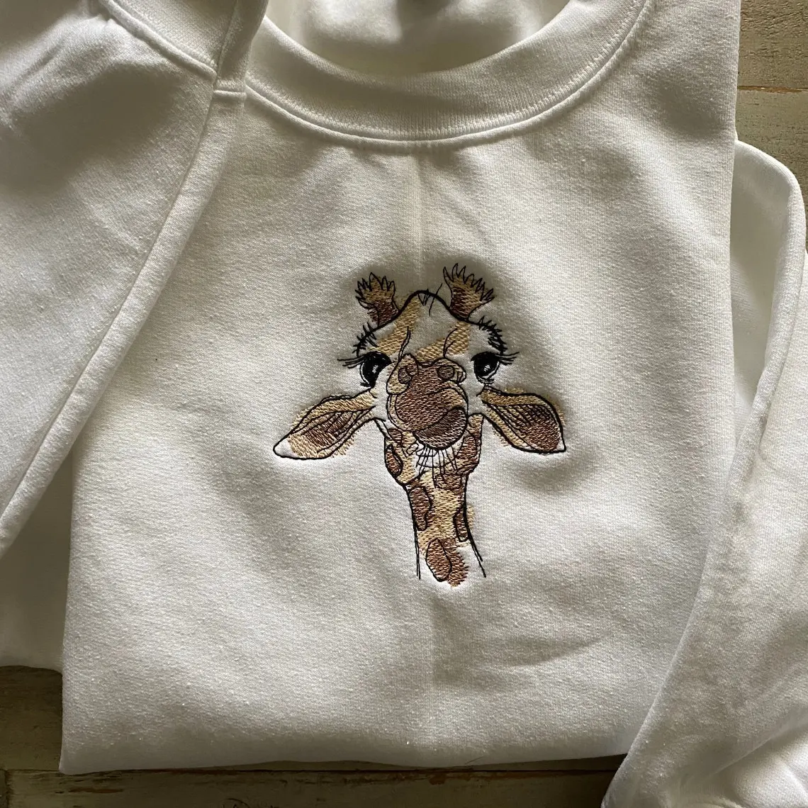 

Giraffe Embroidered Trendy Crew neck Sweatshirt Retro Vintage Graphic Hoodies Y2K Casual Daily Wear Unisex Versatile Pullover