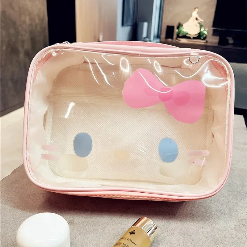 Creative New Hello Kitty Small Fresh Makeup Bag Large Capacity Portable Handheld Storage Waterproof Travel Multiple Sizes Girl