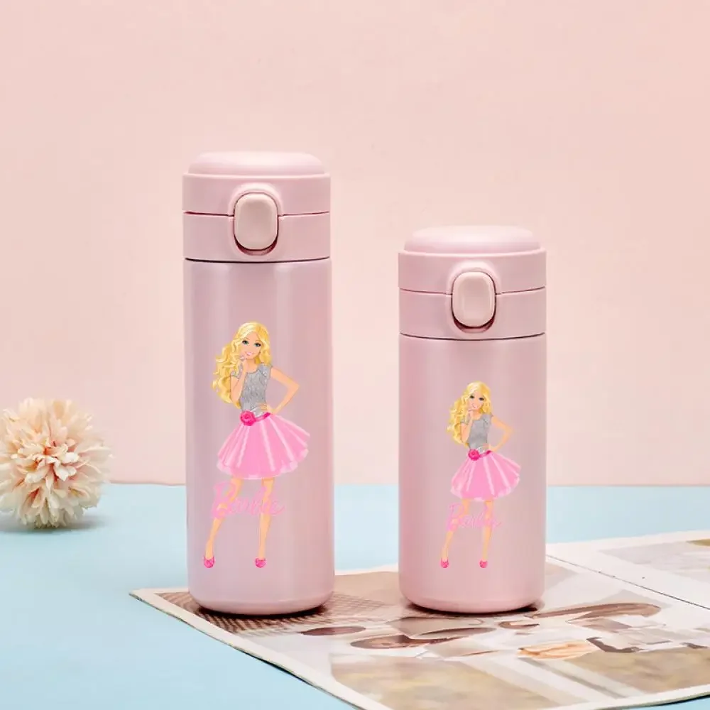 Insulated Water Cup Cartoon Barbie 304 Stainless Steel Thermos Cup Bouncing Lid Cups Outdoor Portable Water Bottle Girl Gift