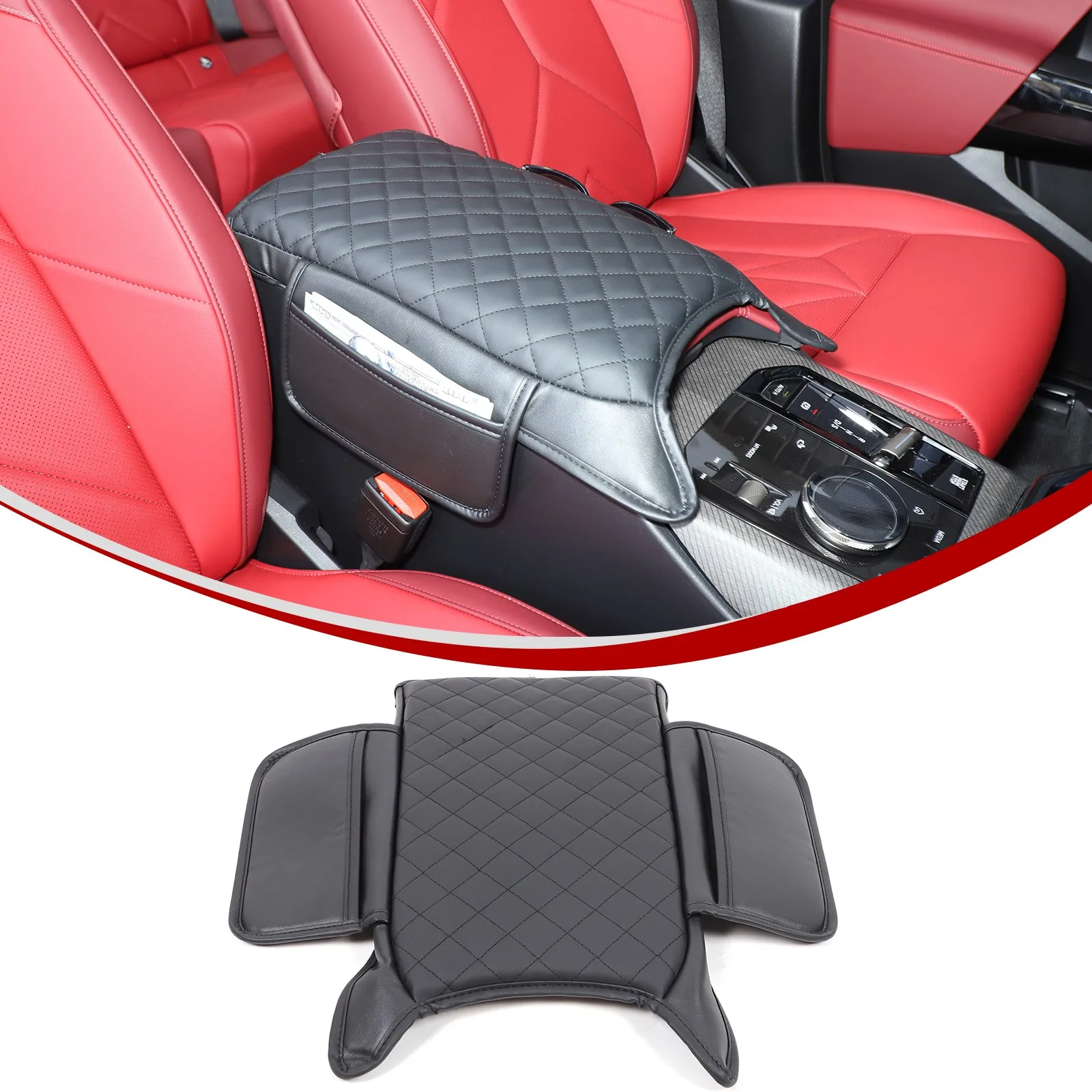 1 قطعة بو الجلود السوداء سيارة مركز وحدة التحكم مسند الذراع غطاء صندوق لسيارات BMW X3 G45 2025-2026 مسند اليد حماية الملحقات #1