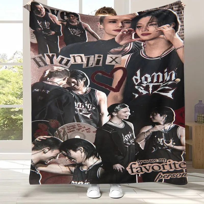 SK Korean H-Hyunjins Star Rapper Flannel Throw Blanket,Cozy Warm Blanket for Bed,Sofa,Living Room,Picnic,Camping,Home Decor,Gift