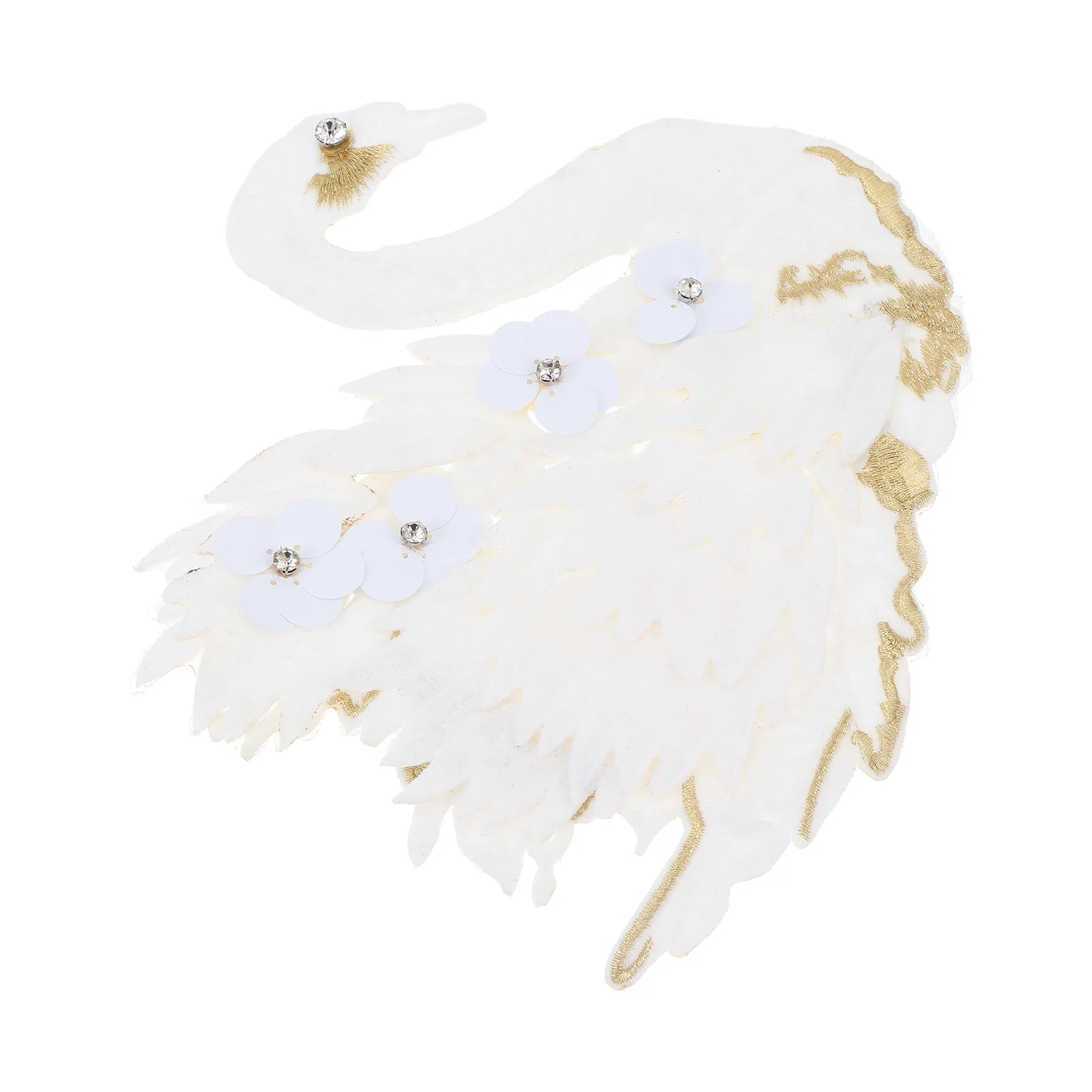 

Flower Swan Embroidery Patches Applique White Beads Decorative Sewing Accessories for Clothes Bags Bed Sheets Durable Fabric