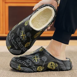 New Stylish Men Casual Slippers Big Size Winter Warm Home Slippers Non-Slip Male Cotton Shoes Waterproof Soft EVA Slippers 38-47