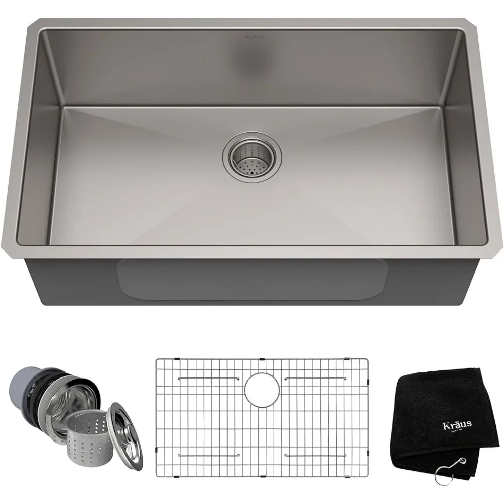 

Undercounter Single Bowl Stainless Steel Kitchen Sink 32 Inches For Sinks Organizer Multifunction Strainer Waterfall Fixture