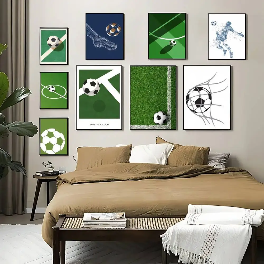 Fußball-Wandkunst, Poster, Druck, Leinwandbilder, für Zuhause, Wohnzimmer und Schlafzimmer, Wanddekoration, moderne Dekoration, rahmenloses Gemälde