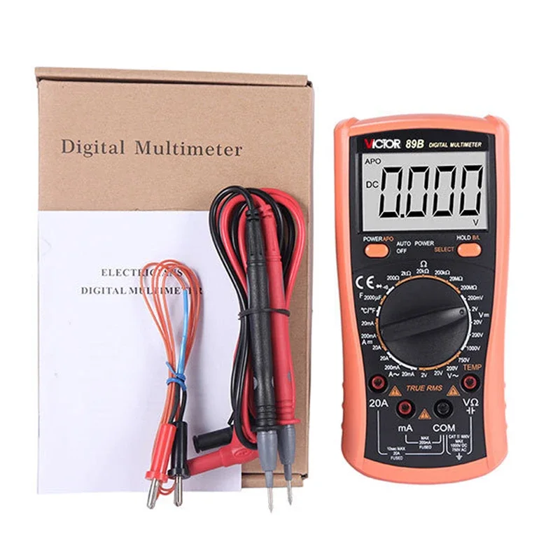 RUOSHUI 89B 1999 Counts Lcd Display Data Hold Digital Multimeter Tester Multimeter Digital Professional with Diode Test AutoOff