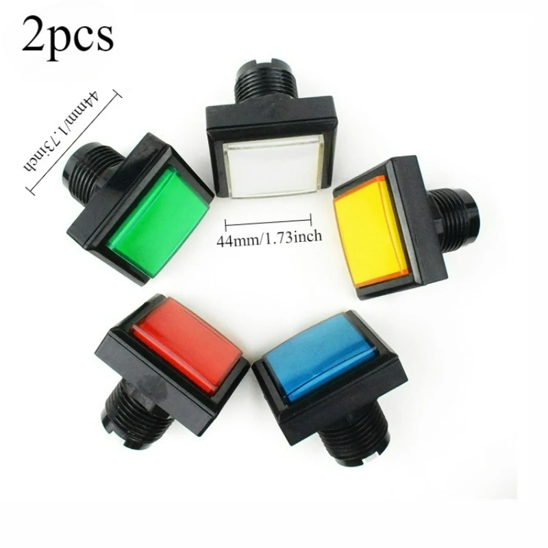 

2pcs 44mm Square Push Button Switch with Light Reset for Arcade Games 44x44mm Press Type Coin Operated Games