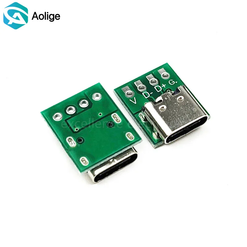 5PCS USB 3.1 TYPE-C Female Socket to DIP-4P In-Line Adapter Test Board - XH2.54 Pin Header Converter for Connectivity Testing