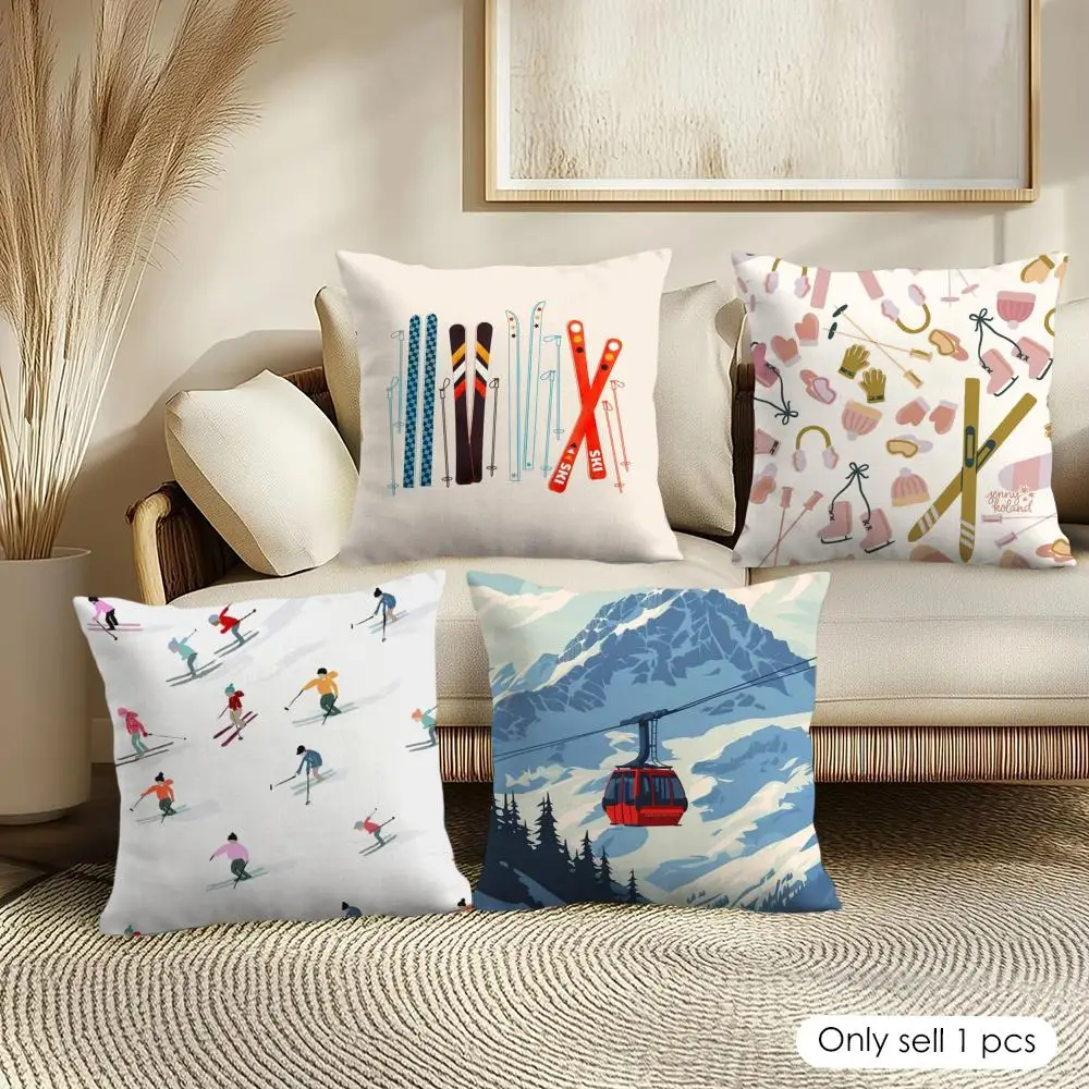 Ski Resort Prop Cushion Cover Pillowcase Ultra Soft Skin Friendly Fabric Cloud Like Comfort & Concealed Zipper
