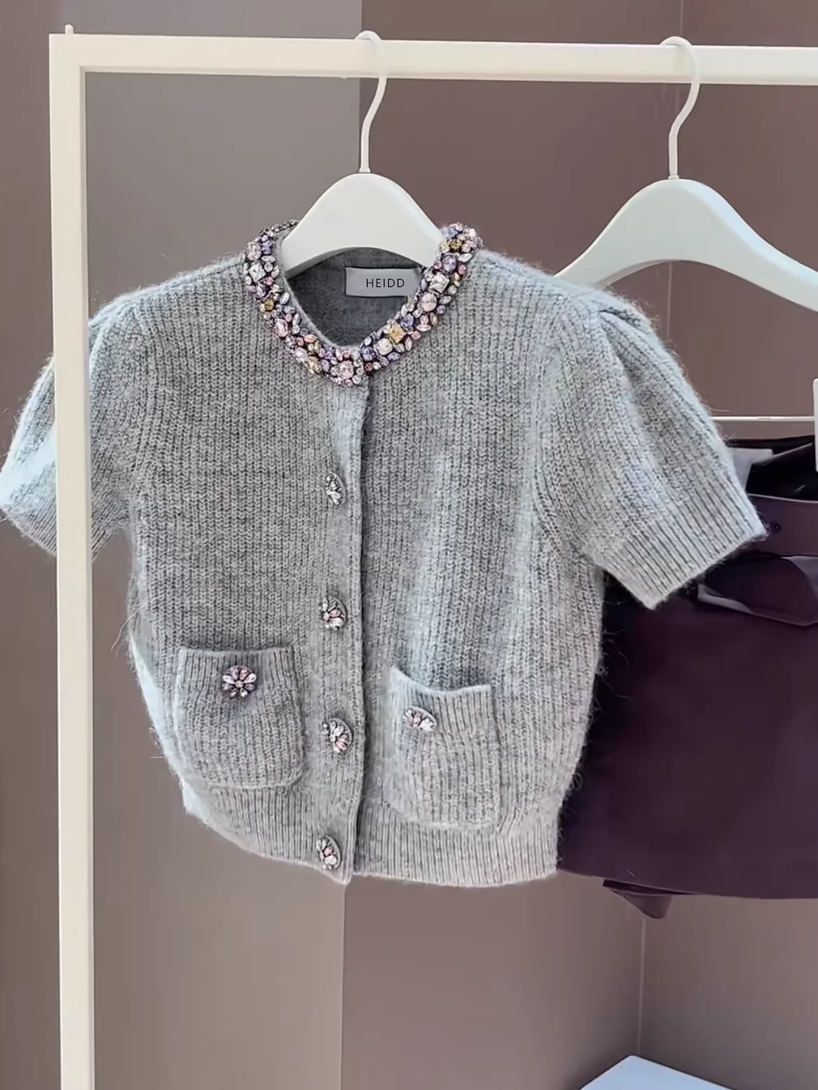 

Тяжелый вязаный топ ort Sve Slim Fit с украшением в виде бриллиантов, женский модный осенне-зимний кардиган