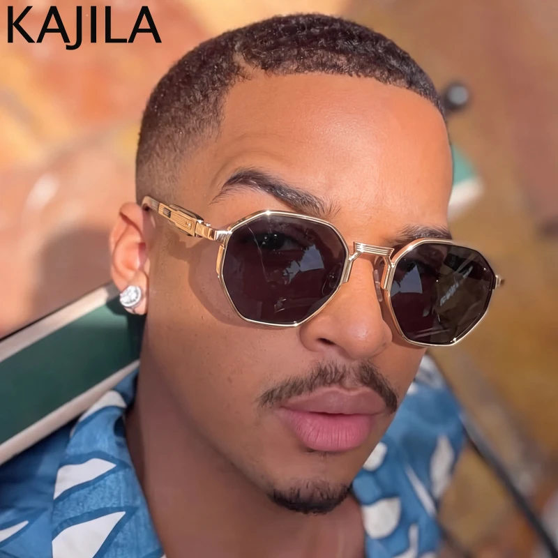 Vintage Steampunk Octagon Sunglasses Men 2026 Luxury Designer Y2K Punk Square Driving Sun Glasses Trendy Outdoor Shades UV400