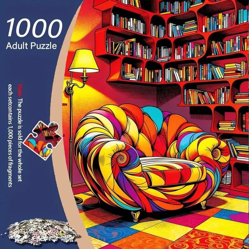 

1000 шт. Ретро-головоломка для комнаты | Яркое кресло и красочная плитка, картонный материал, портативная головоломка, снятие стресса