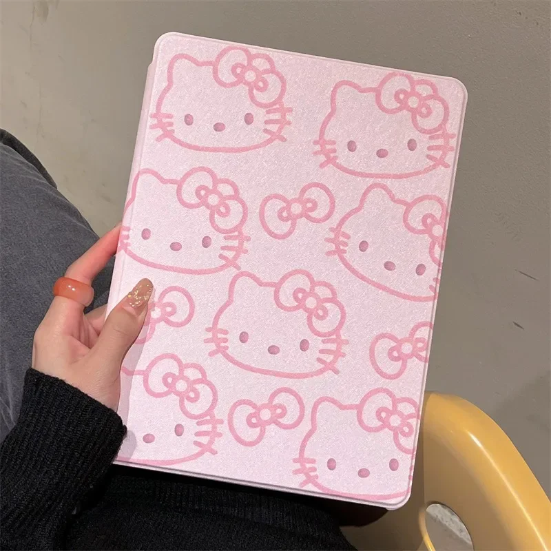 

Sanrio Kawaii HelloKitty Ipad 10 Case Anime Cartoon Magnetic Suction Rotating Pen Slot Anti Collision Girl Birthday Gift Cute