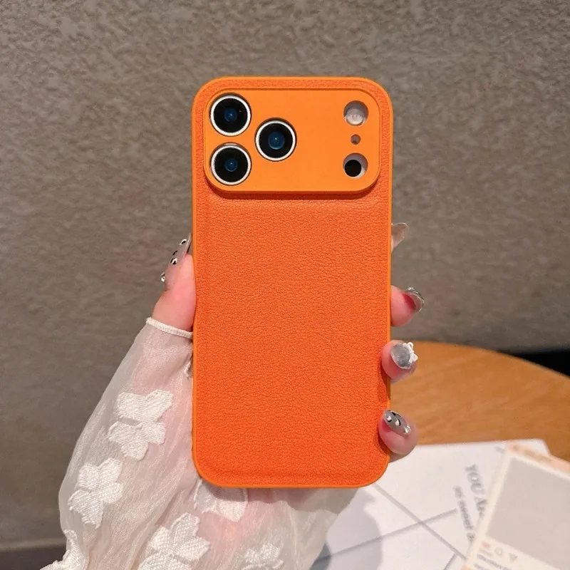 Luxuriöse Retro-Hülle mit Litchi-Leder-Textur für iPhone 17 Air 16 15 14 Plus 13 16E Stoßfeste Matte Abdeckung – Detail 5