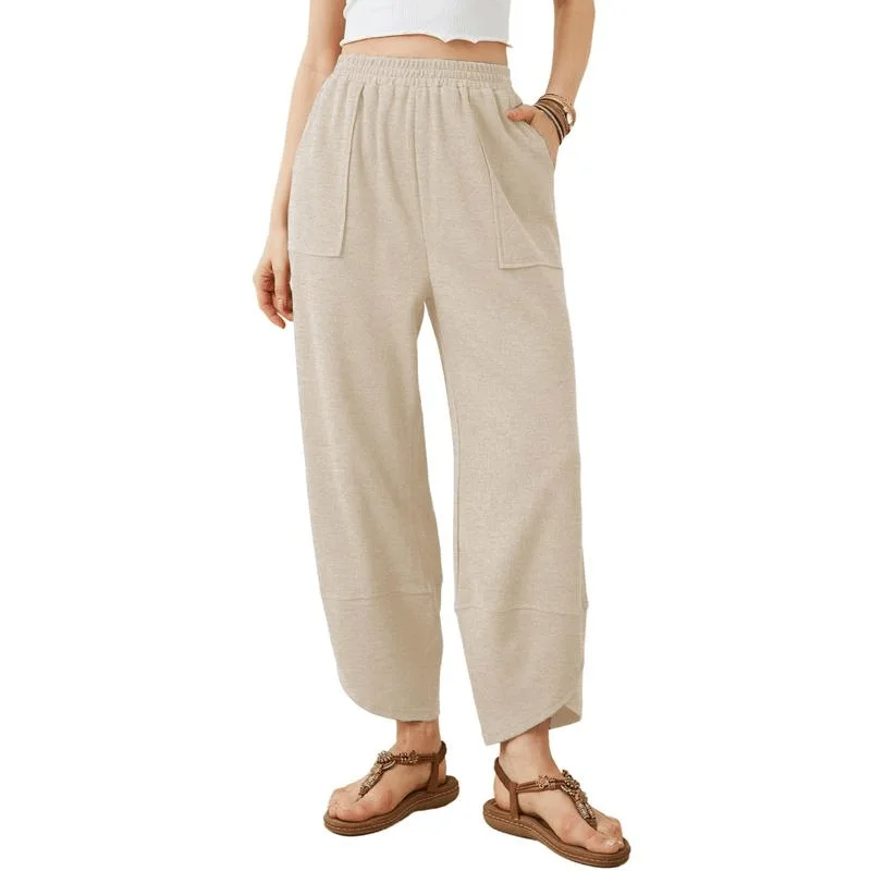 2026women's New Fashion High Quality Solid Color Comfortable Loose Casual Casual with Pockets Versatile Business Pants for Women