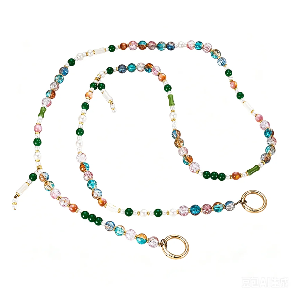 Adjustable Mobile Phone Lanyard Anti-Theft Long Chain Phone Crossbody Strap Acrylic Beaded Anti-Drop Mobile Phone Chain