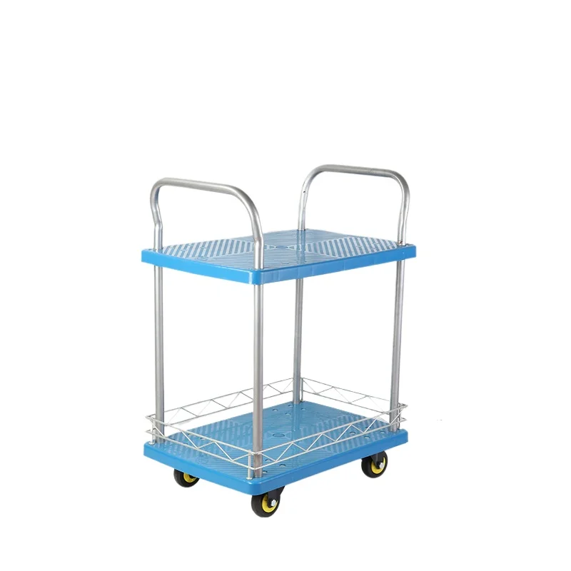 

Double-layer three-layer flat car with guardrail Two-layer tool car Instrument car Tow truck Silent handling trolley