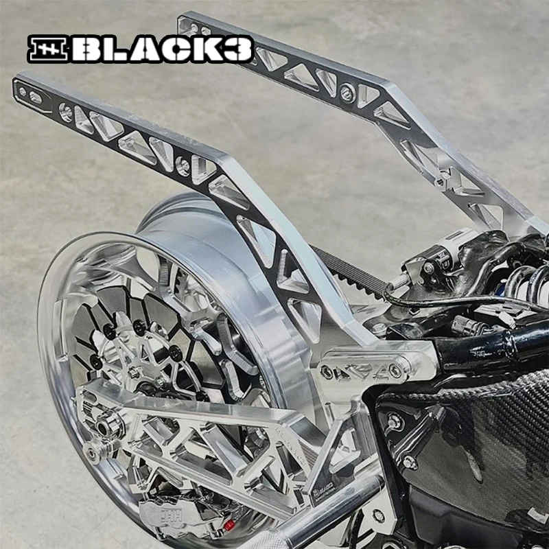 Black3 Softail Motorcycle Club Style Mechanical Arm Subframe Aluminum PC Mud Tile Bracket Rear Fender Struts Fit 18 up Softail
