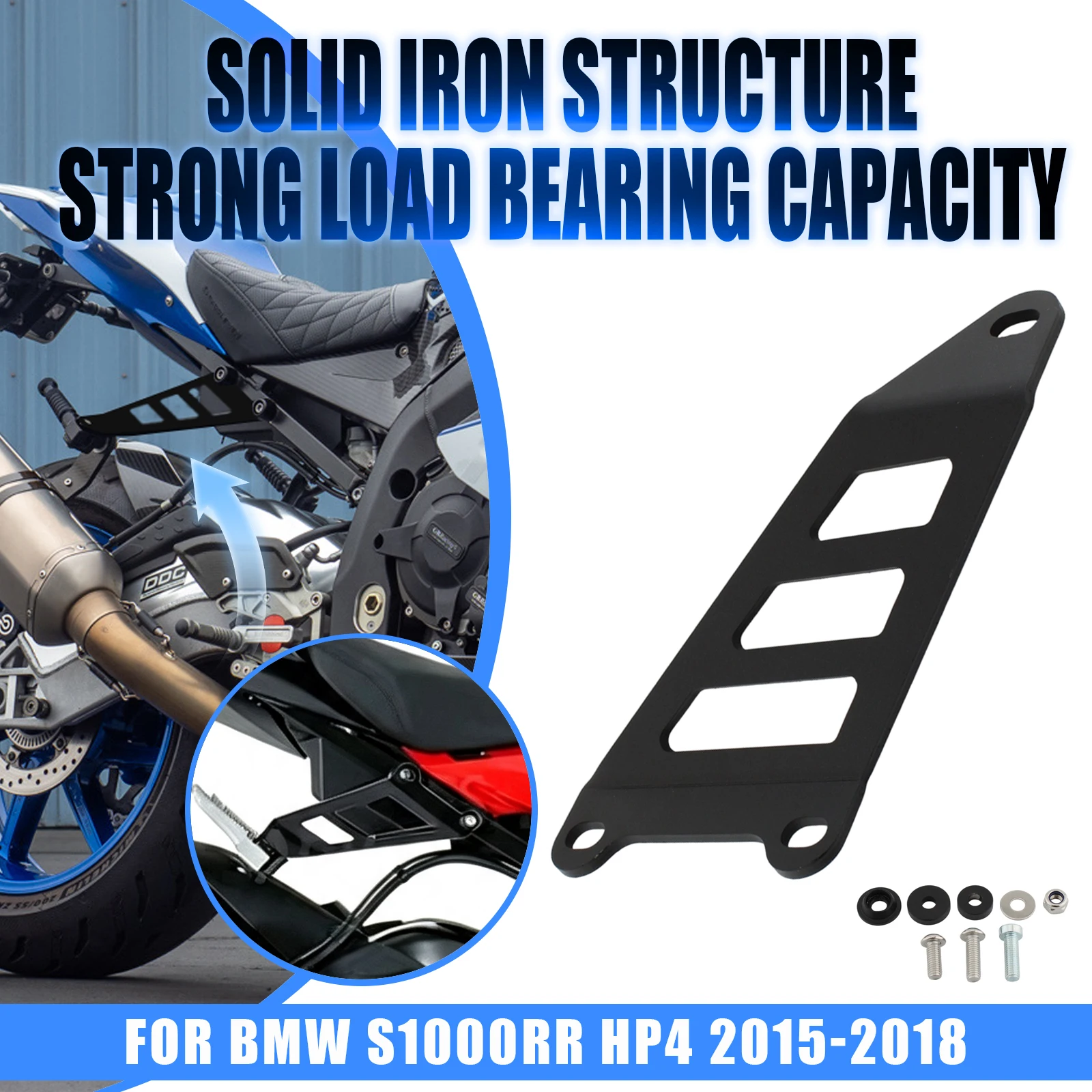 Motorcycle Exhaust Hanger Bracket Rear Footpeg Blanking Plate Support Muffler Support Black For BMW S1000RR HP4 2015 -2018