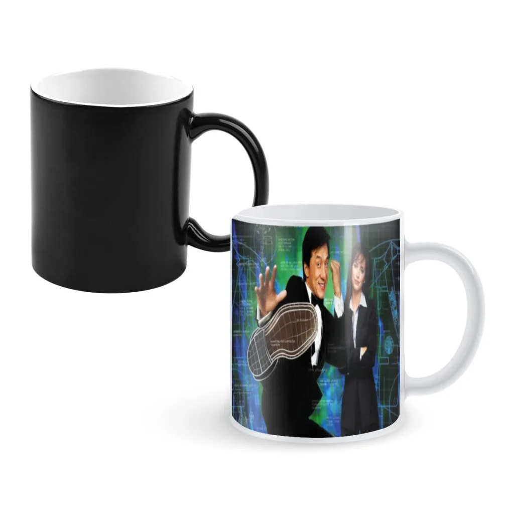 1PCS Kung Fu Martial Arts Movie Star Jackie Chan Color Changing Mug Sensitive Ceramic coffee Tea Mugs Cup best gift for friends