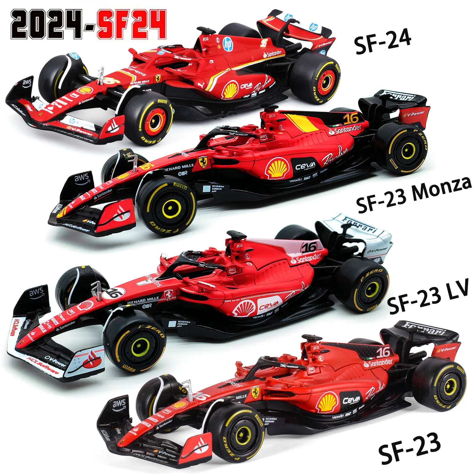 Bburago 1:43 F1 Ferrari SF23 SF24 # 16 # 55 Die Casting Model Car Toy Collection First order equation Las Vegas 16 SF23 Monza 55