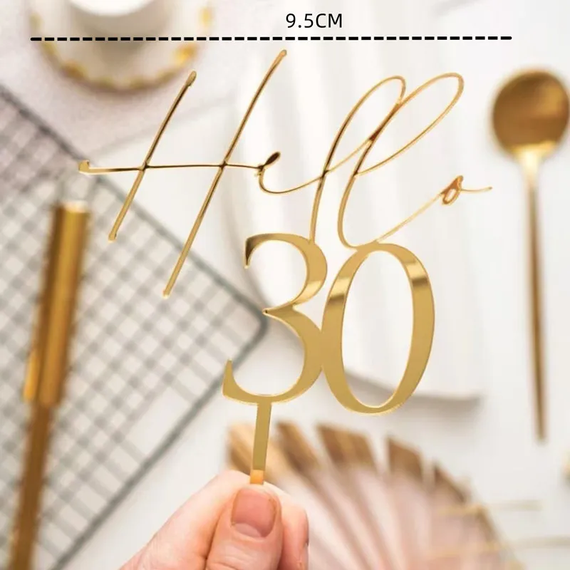 Neue 10/18/20 Zahl Alles Gute zum Geburtstag Kuchen Topper Gold Geburtstag Party Acryl Cupcake Topper Hochzeitstag Dessert Dekoration – Detail 7