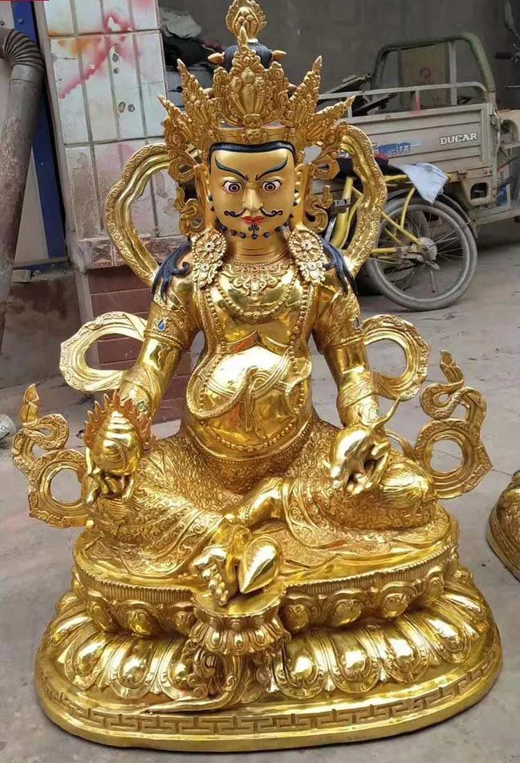 65cm XL HUGE HOME Lobby Temple GOOD Buddha Gold-plated Yellow Jambhala fortune god brass statue