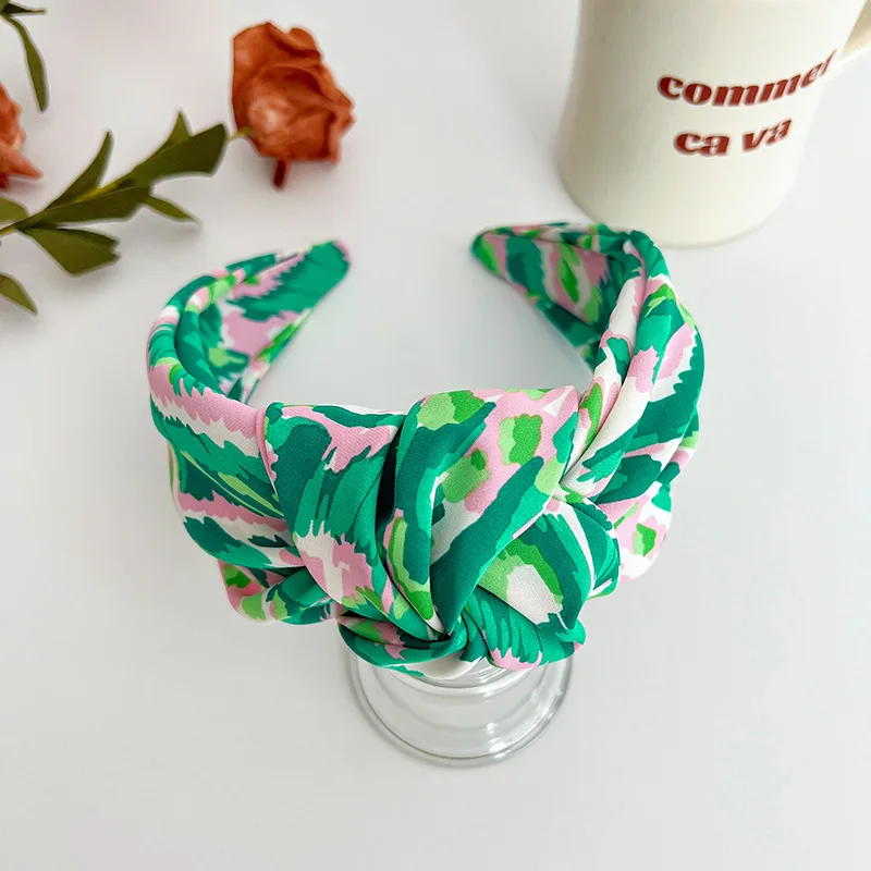 Women Girls Satin Tiedye Flower Big Knot Hairband Headband Adult Hair Accessories Hair Jewley