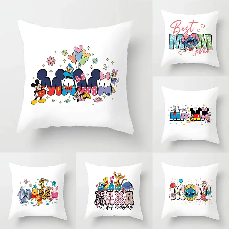 

MINISO Disney Mom Print Pillowcase Cartoon Anime Pillow Cover Bedroom Sofa Cushion Cover Car Decor Chair Throw Pillows Cover