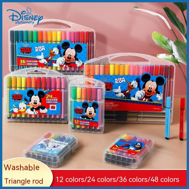 12/24/36/48 Colors Disney Captain America Frozen 2 Mickey Childrens Water Color Pen Set Washable School Supplies Gift Wholesale