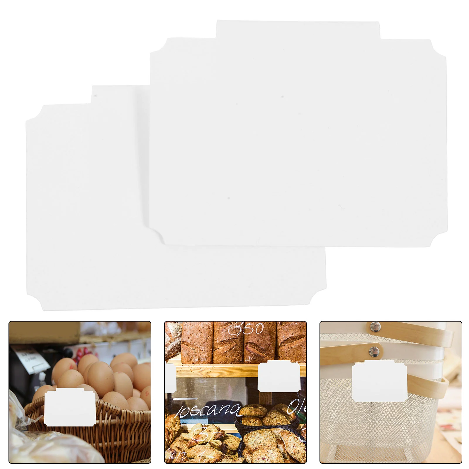 8 Pcs Food Labels Removable Basket Holder Storage Box Hanging (No 5-square Style-matte White) 8pcs Clamp Sign Display