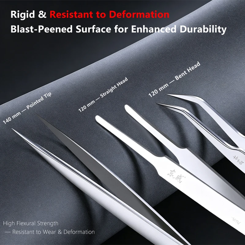 Stainless Steel Precision Tweezers Pointed Flat Curved Tip Anti-Static ESD Safe Hand Tool Electronics Jewelry Repair Soldering